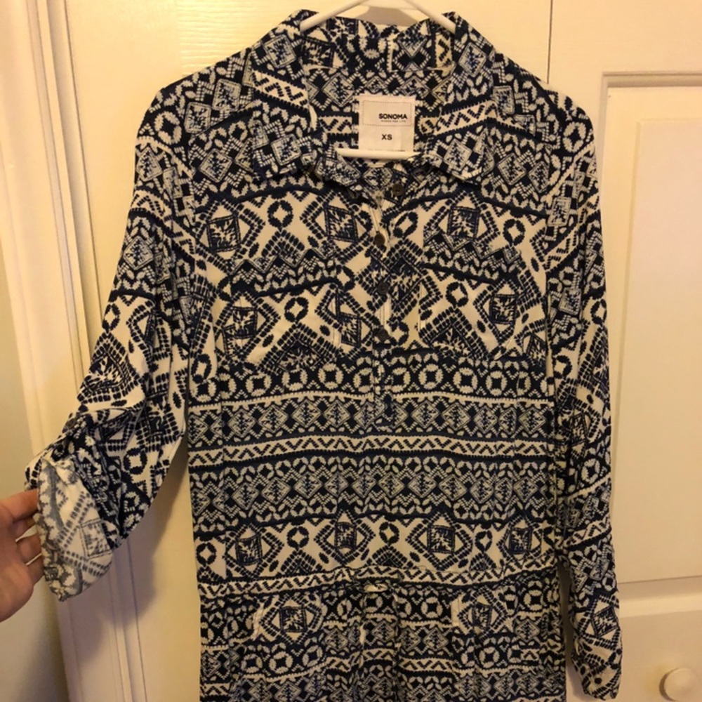 Sonoma💙Navy and White Aztec printed dress💙